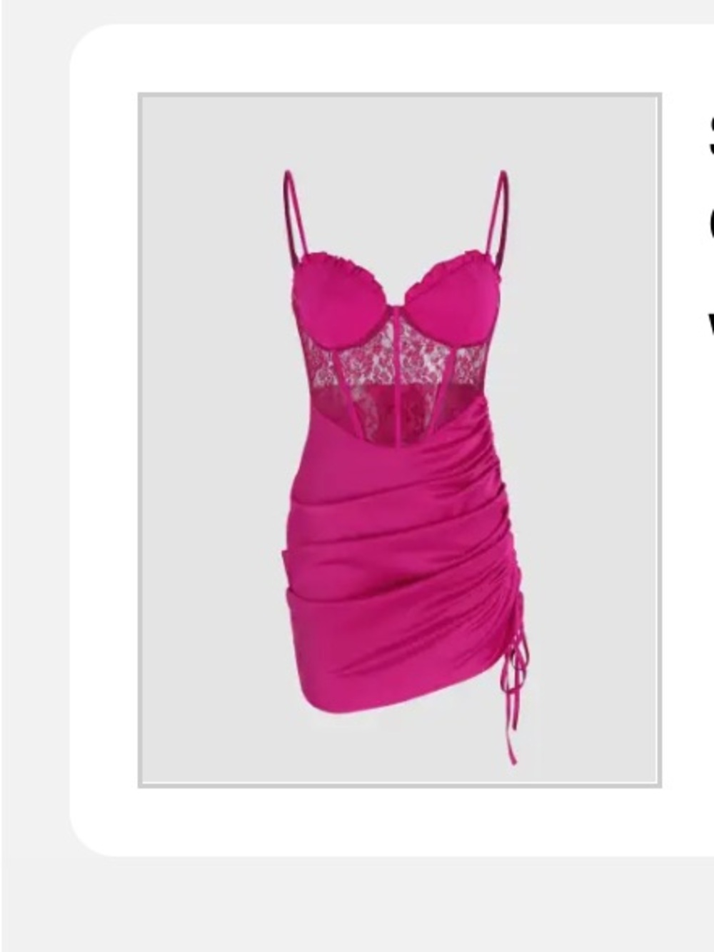 Cider Fuchsia Lace Bodice Mini Slip Dress